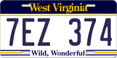 WV license plate 7EZ374
