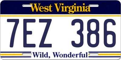 WV license plate 7EZ386