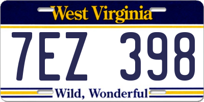 WV license plate 7EZ398