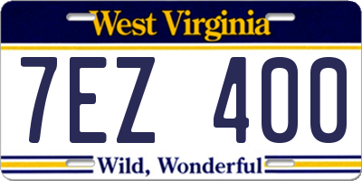 WV license plate 7EZ400