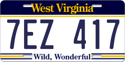 WV license plate 7EZ417