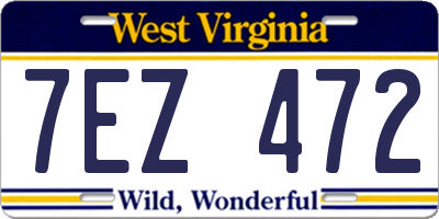 WV license plate 7EZ472