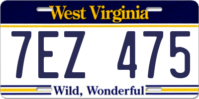 WV license plate 7EZ475