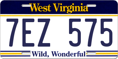 WV license plate 7EZ575
