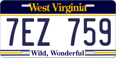 WV license plate 7EZ759