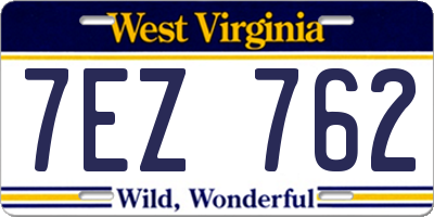 WV license plate 7EZ762