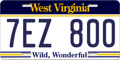 WV license plate 7EZ800