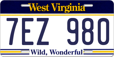 WV license plate 7EZ980