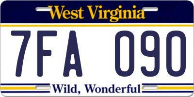 WV license plate 7FA090