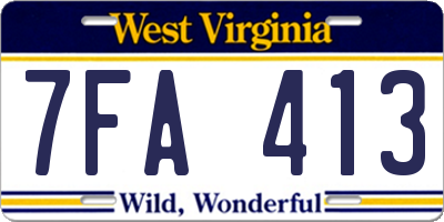 WV license plate 7FA413
