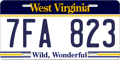 WV license plate 7FA823