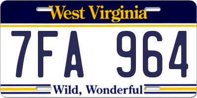 WV license plate 7FA964
