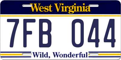 WV license plate 7FB044