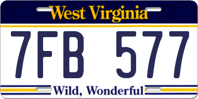 WV license plate 7FB577