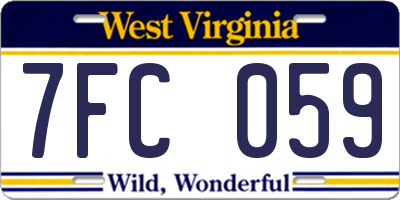 WV license plate 7FC059
