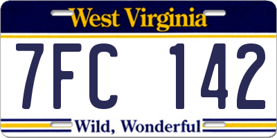 WV license plate 7FC142