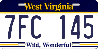 WV license plate 7FC145