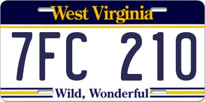 WV license plate 7FC210