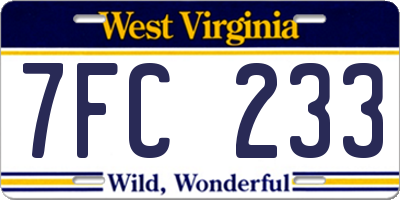 WV license plate 7FC233