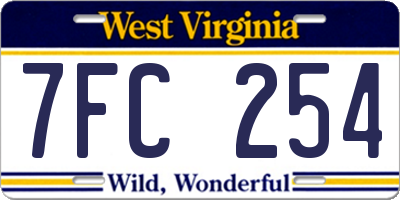 WV license plate 7FC254