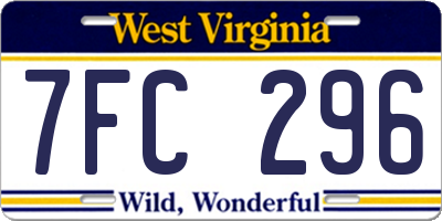 WV license plate 7FC296
