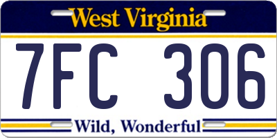 WV license plate 7FC306