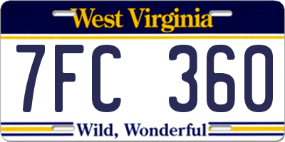 WV license plate 7FC360