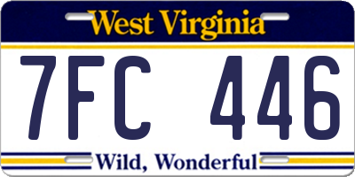 WV license plate 7FC446