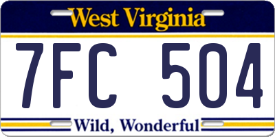 WV license plate 7FC504