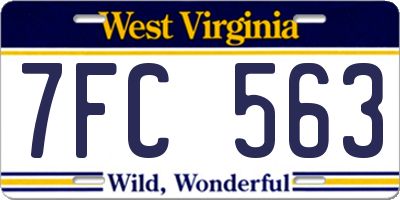 WV license plate 7FC563