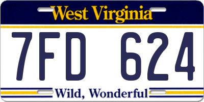 WV license plate 7FD624