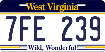 WV license plate 7FE239