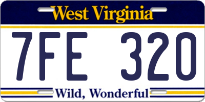 WV license plate 7FE320