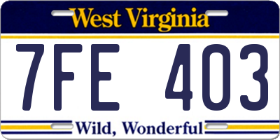 WV license plate 7FE403