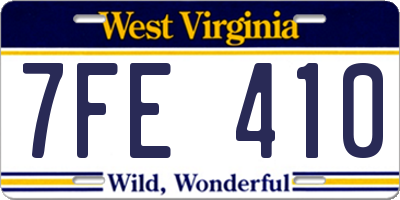 WV license plate 7FE410