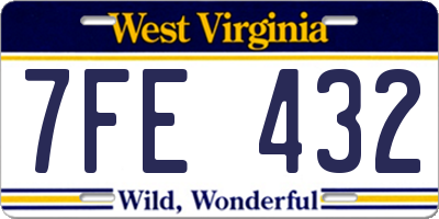 WV license plate 7FE432