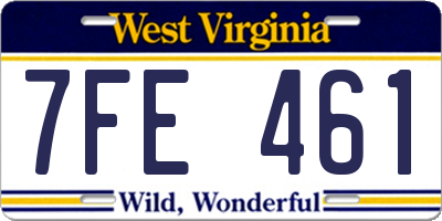 WV license plate 7FE461