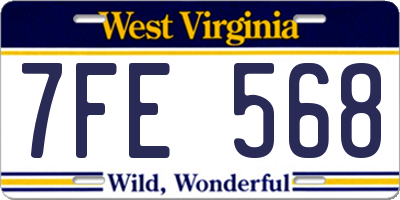 WV license plate 7FE568