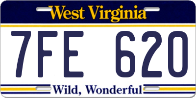 WV license plate 7FE620