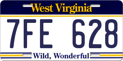 WV license plate 7FE628