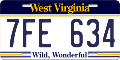 WV license plate 7FE634