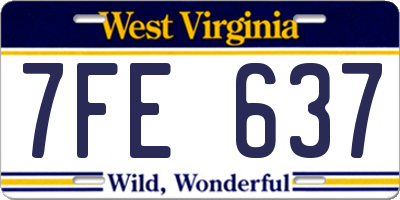 WV license plate 7FE637
