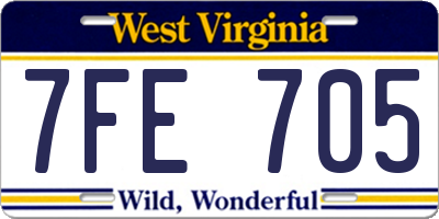 WV license plate 7FE705