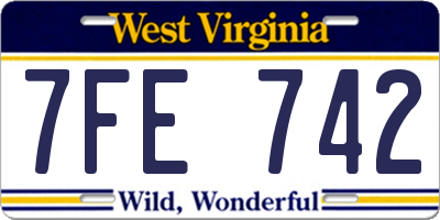 WV license plate 7FE742