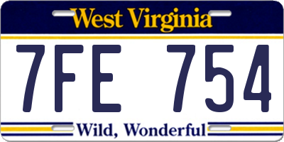 WV license plate 7FE754