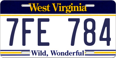 WV license plate 7FE784
