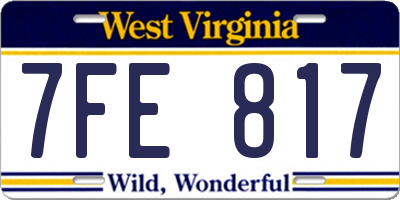 WV license plate 7FE817