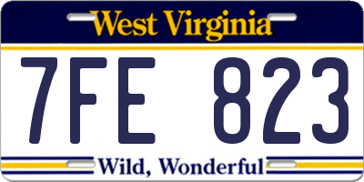 WV license plate 7FE823