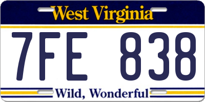 WV license plate 7FE838