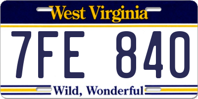WV license plate 7FE840